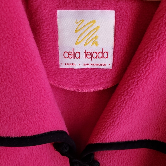 VINTAGE Celia Tejada Pink Fleece Poncho Style Jacket Women's - Picture 7 of 15